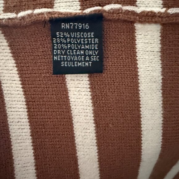 Rachel Zoe Brown & White Striped Open Front Vest NWT - Picture 6 of 6